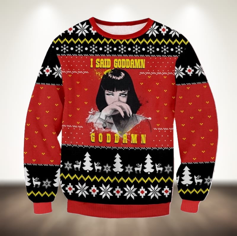 Pulp fiction ugly christmas sweater best sale